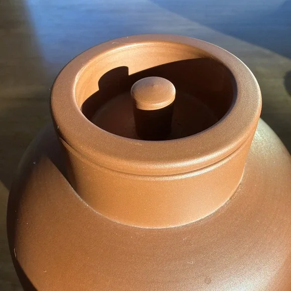 Yixing Zisha Tea Caddy Jar w/ Peony Carving & Original Paper